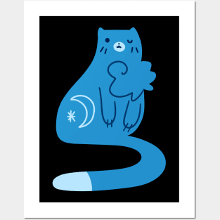 Blue Moon Kitty Cat Posters and Art